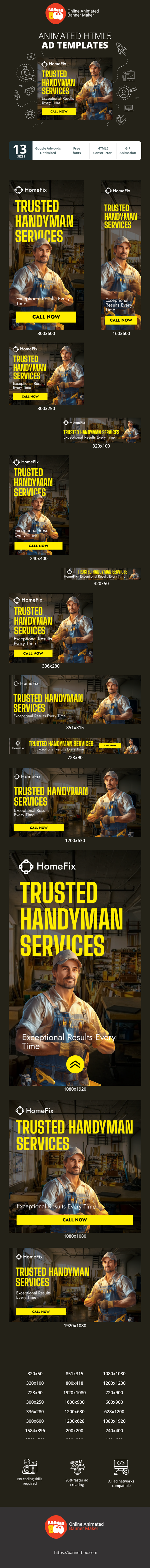 Banner ad template — Trusted Handyman Services — Exceptional Result Every Time