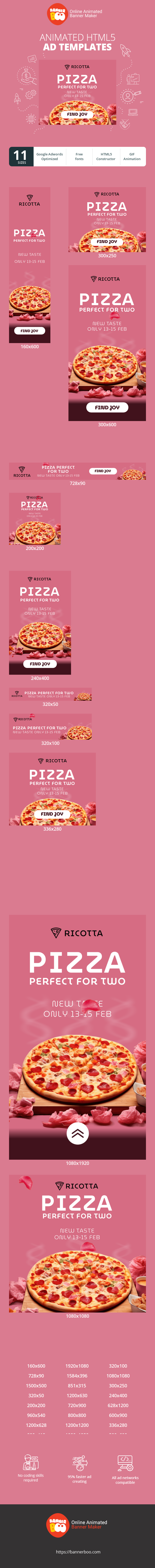 Banner ad template — Pizza Perfect For Two New Taste Only 13-15 Feb — Valentine's Day
