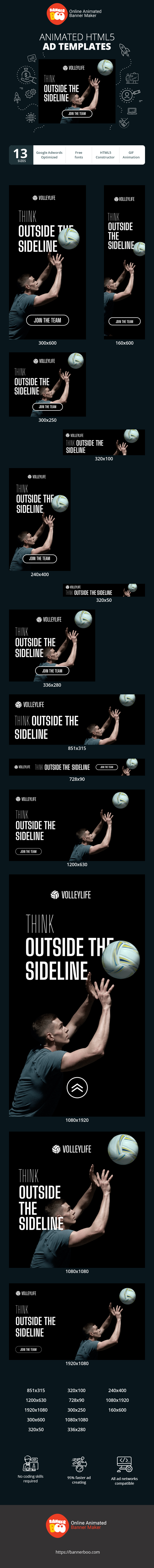 Szablon reklamy banerowej — Denke über die Seitenlinie hinaus – Volleyball