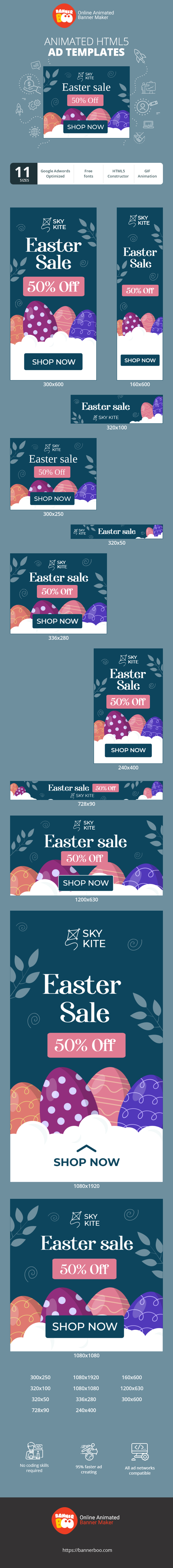 Szablon reklamy banerowej — Wyprzedaż Wielkanocna — 50% zniżki