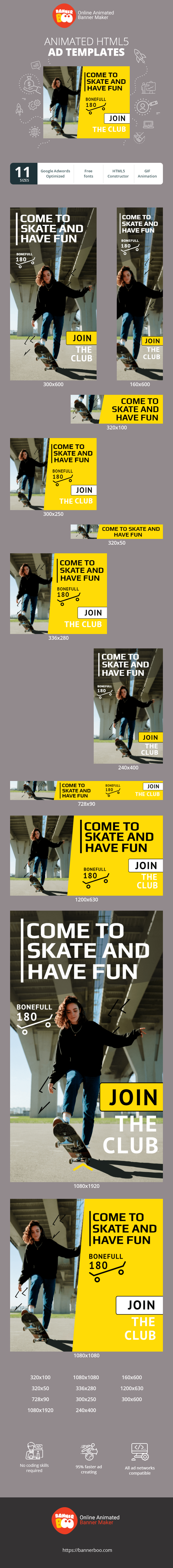 Banner ad template — Come To Skate And Have Fun — Join The Club