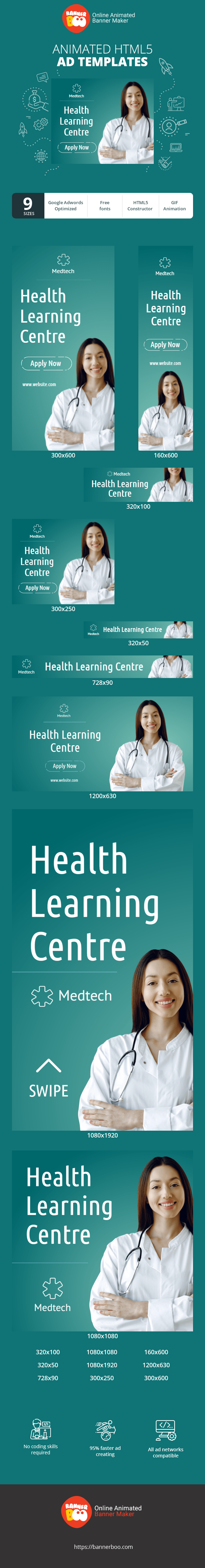 Banner ad template — Health Learning Center — Apply Now!