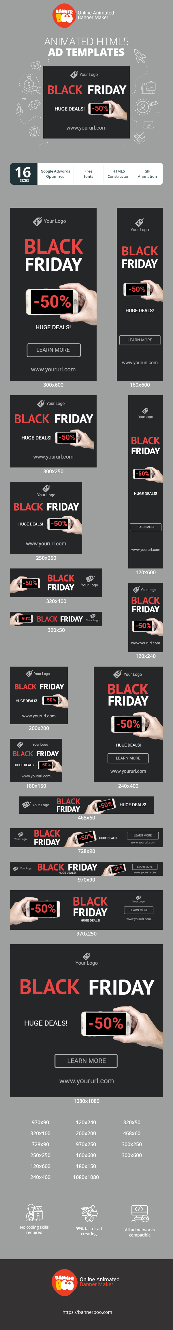 Szablon reklamy banerowej — Black Friday — Riesige Angebote -50%