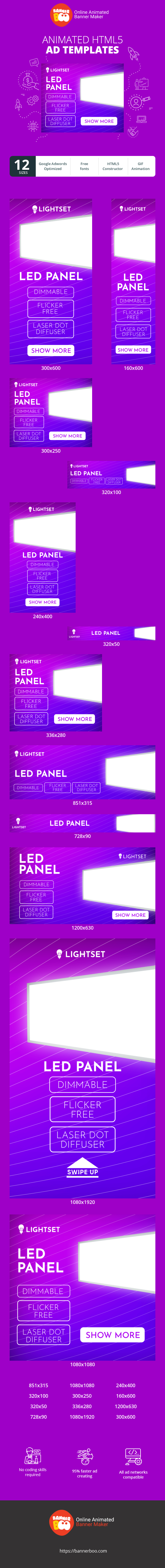 Szablon reklamy banerowej — LED-Panel — Dimmbar Flimmerfrei Laserpunkt-Diffusor