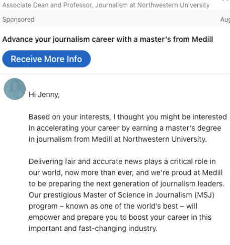 linkedin messages ad format
