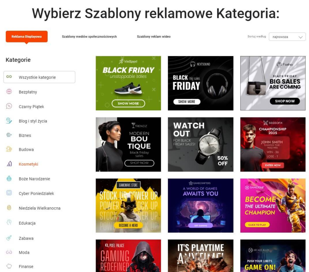 szablony kategorii banerów