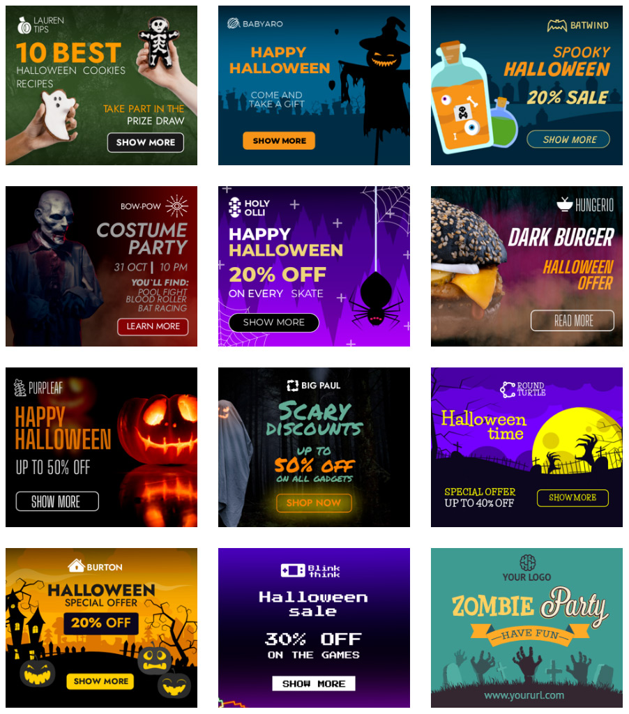 Halloween Banner Ads and Halloween Design Template Halloween Banner Ads and Halloween Design Template