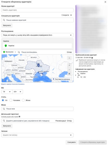 facebook аудиторія