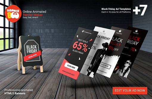 Black Friday and Cyber ​​Monday — Ready-made animated banner templates to quickly launch your ad campaigns